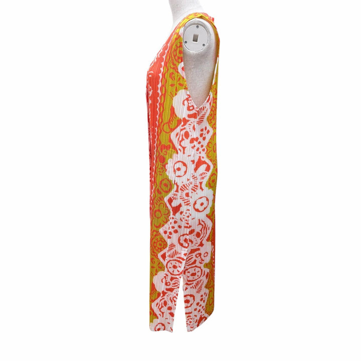 Excellent PLEATS PLEASE Best All-over print design, long length Orange series 4