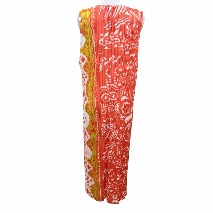 Excellent PLEATS PLEASE Best All-over print design, long length Orange series 4