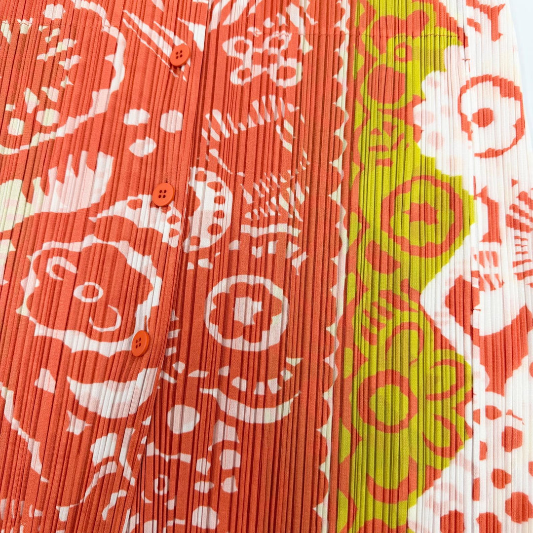 Excellent PLEATS PLEASE Best All-over print design, long length Orange series 4