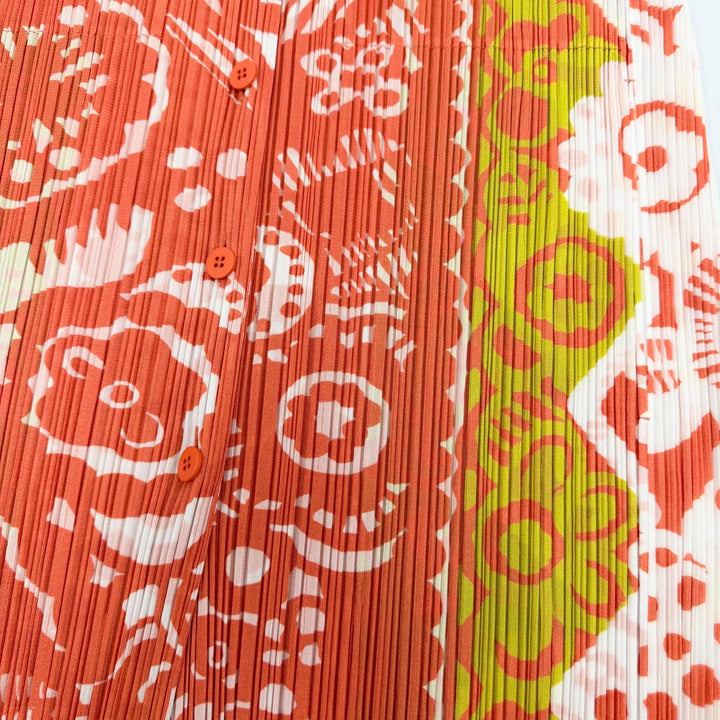 Excellent PLEATS PLEASE Best All-over print design, long length Orange series 4