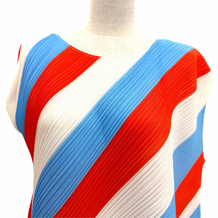 Excellent PLEATS PLEASE one piece Diagonal stripes multicolor Women 3 PP03-JH953