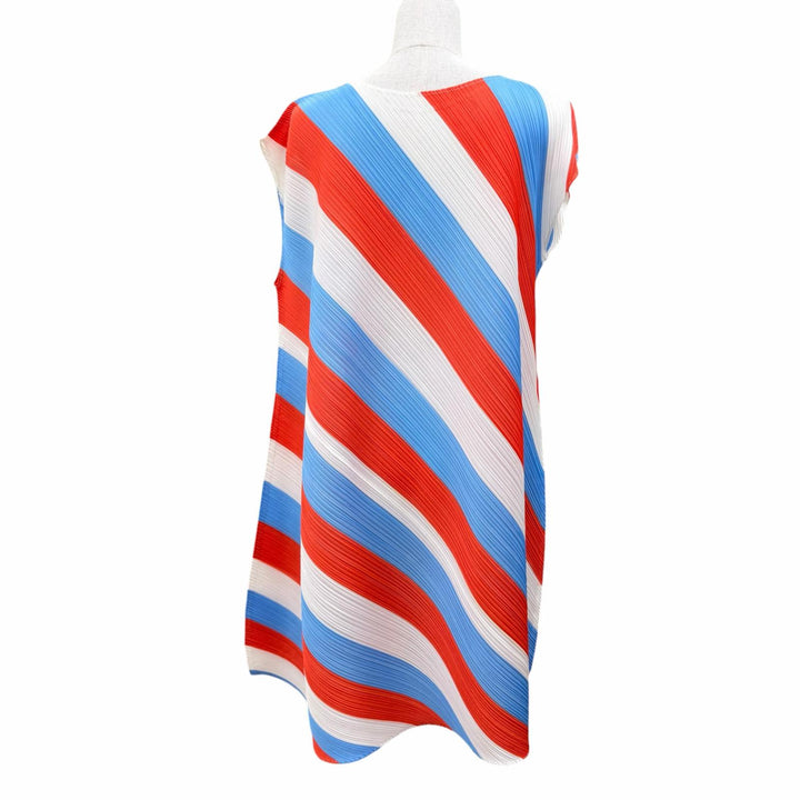 Excellent PLEATS PLEASE one piece Diagonal stripes multicolor Women 3 PP03-JH953