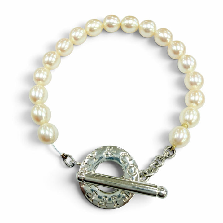 Great TIFFANY&Co. bracelet toggle Silver Freshwater pearl Women