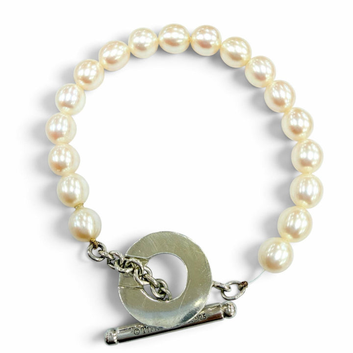Great TIFFANY&Co. bracelet toggle Silver Freshwater pearl Women