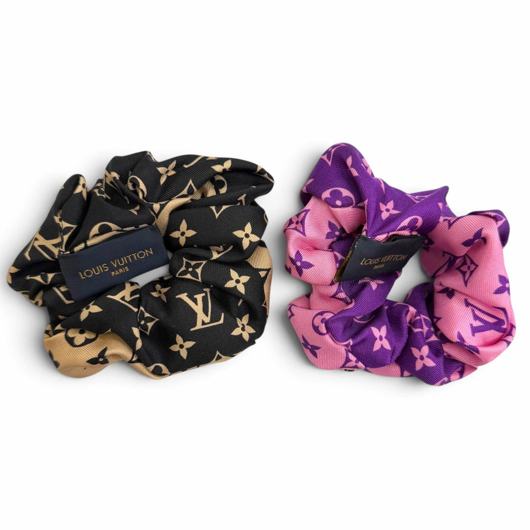 Excellent LOUIS VUITTON LV Circle Monogram Scrunchie 2-Piece Set MP3098