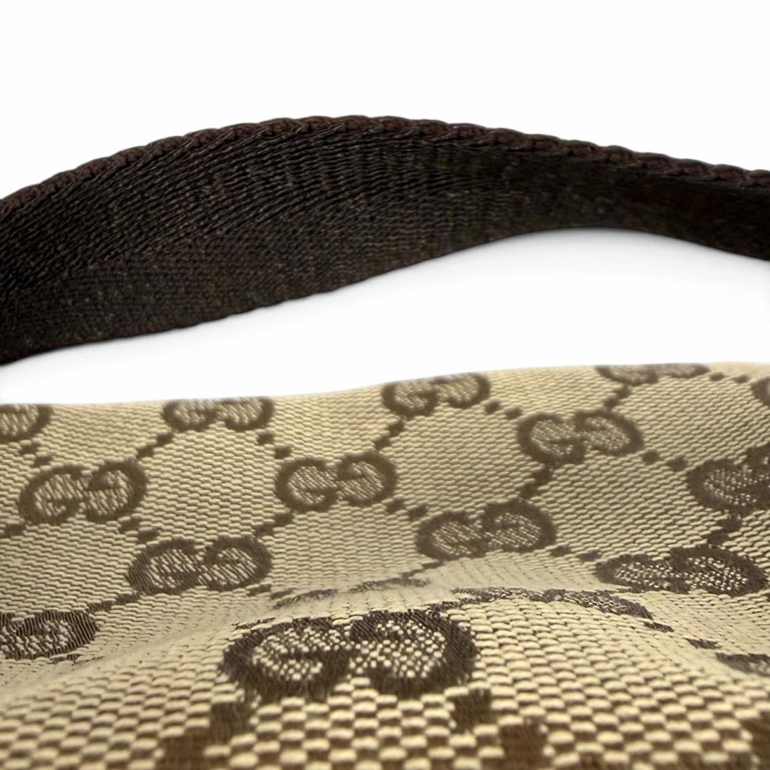 Excellent GUCCI Cosmetics Pouch Leather vanity bag beige GG canvas Women 106646