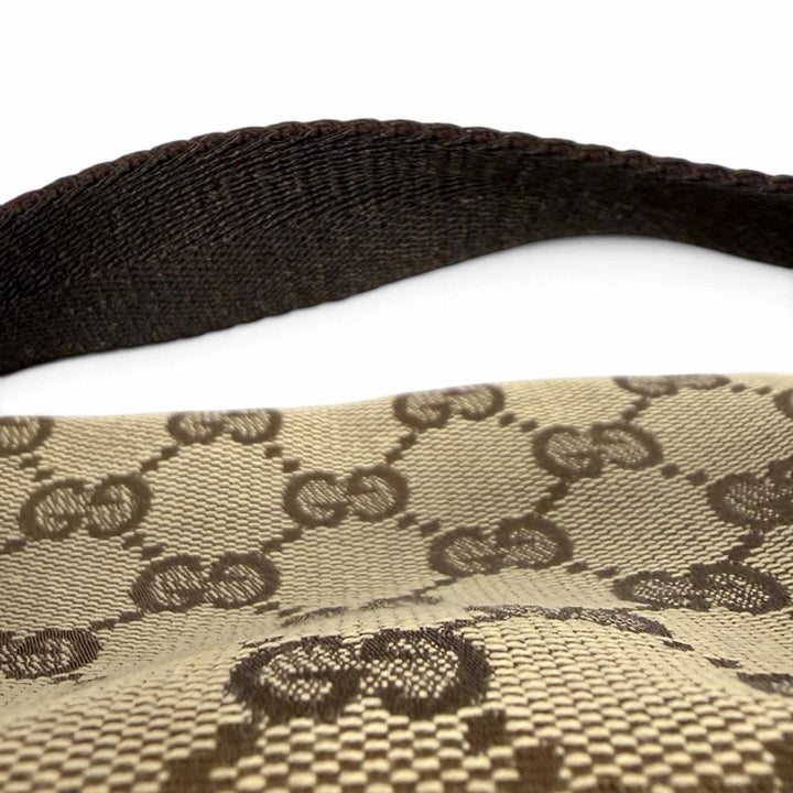 Excellent GUCCI Cosmetics Pouch Leather vanity bag beige GG canvas Women 106646