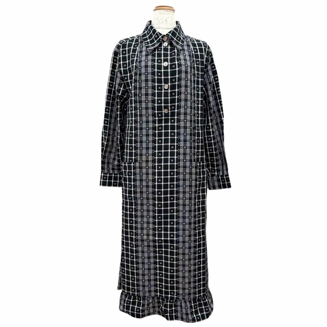 Discounted Excellent CHANEL one piece COCO Mark Check Pattern COCO Button 40 23A P75285