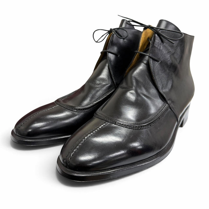 Excellent Enzo Bonafe Ankle boots 2-hole chukka boots black leather mens 8.5