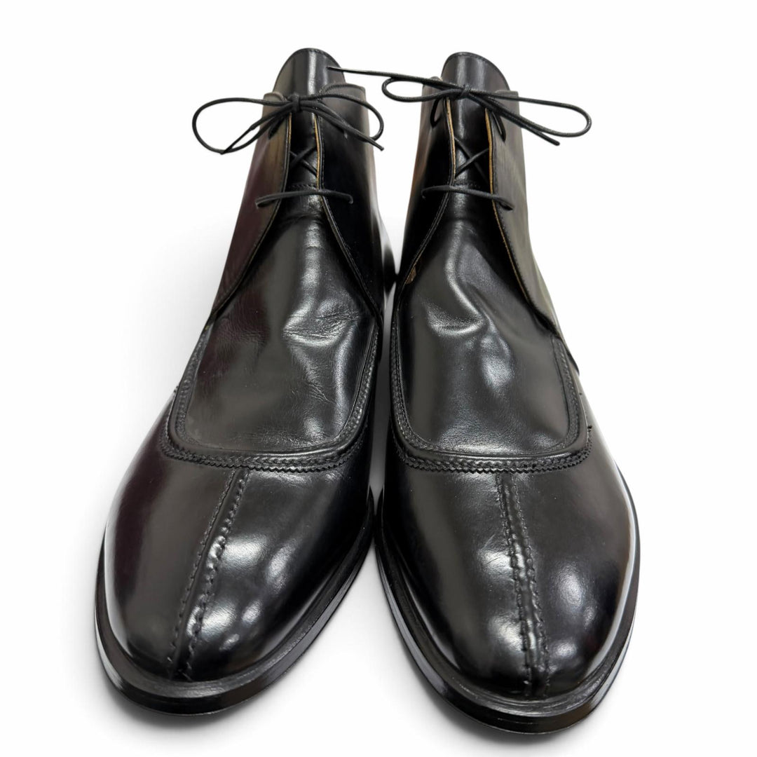 Excellent Enzo Bonafe Ankle boots 2-hole chukka boots black leather mens 8.5