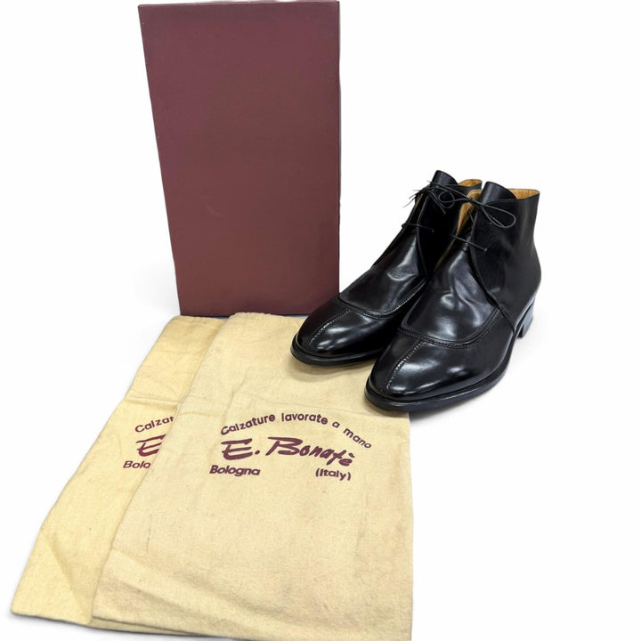 Excellent Enzo Bonafe Ankle boots 2-hole chukka boots black leather mens 8.5