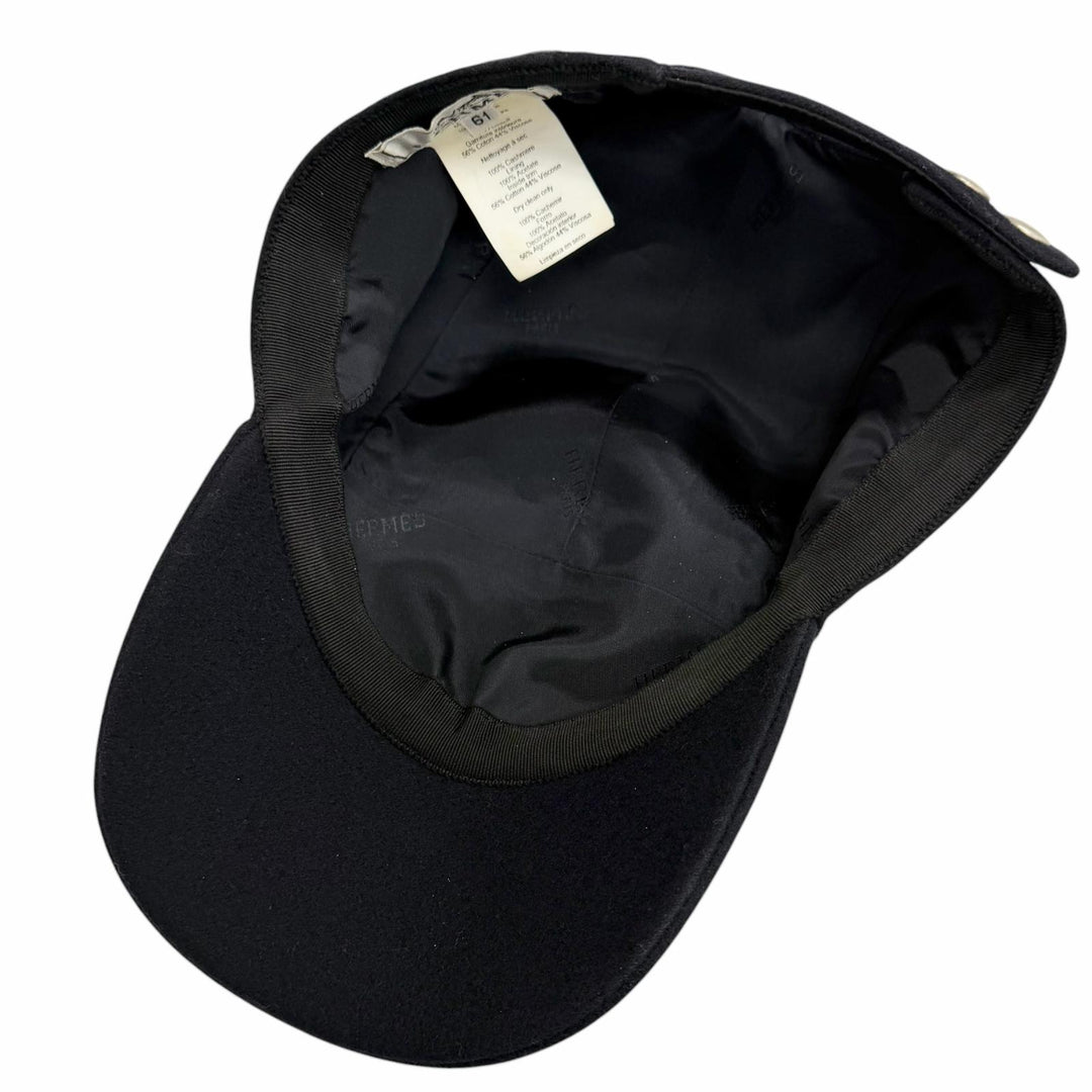 Great HERMES cap Nevada Cheval au Trait Navy cashmere mens