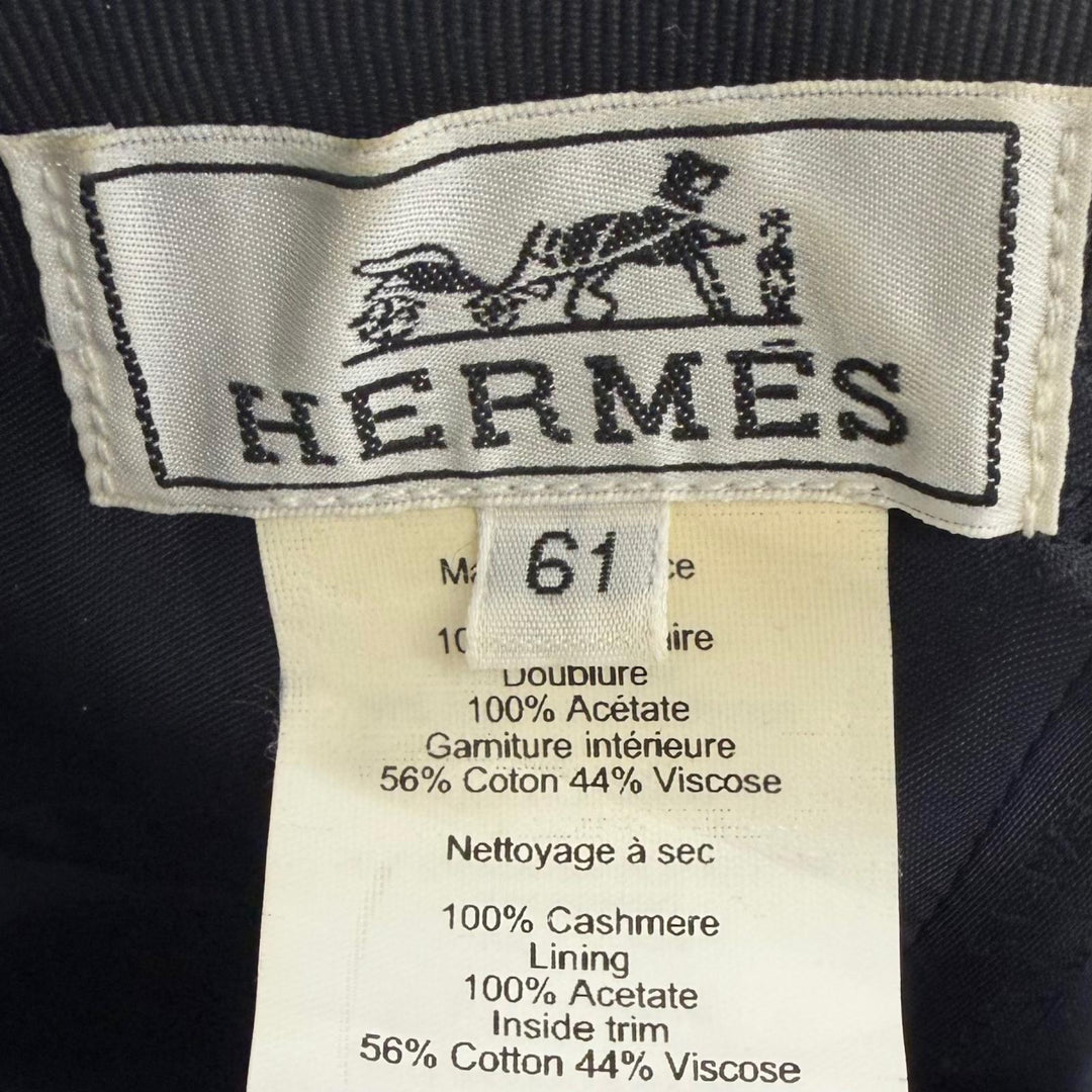 Great HERMES cap Nevada Cheval au Trait Navy cashmere mens
