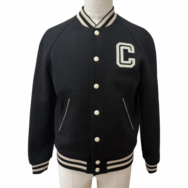Excellent CELINE Bomber jacket C Logo College Teddy Jacket black