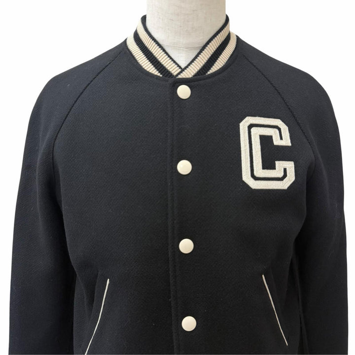 Excellent CELINE Bomber jacket C Logo College Teddy Jacket black