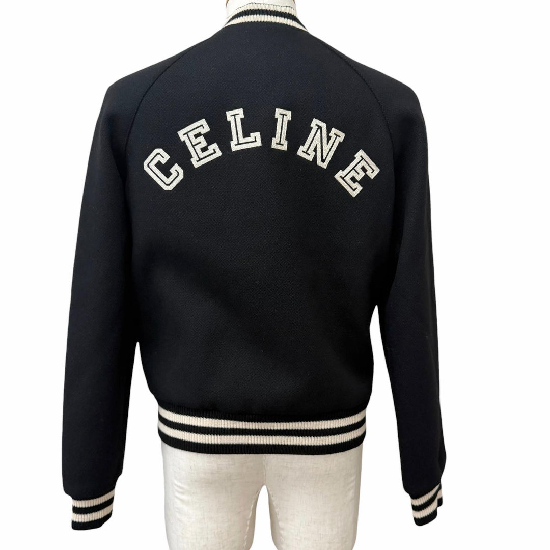 Excellent CELINE Bomber jacket C Logo College Teddy Jacket black