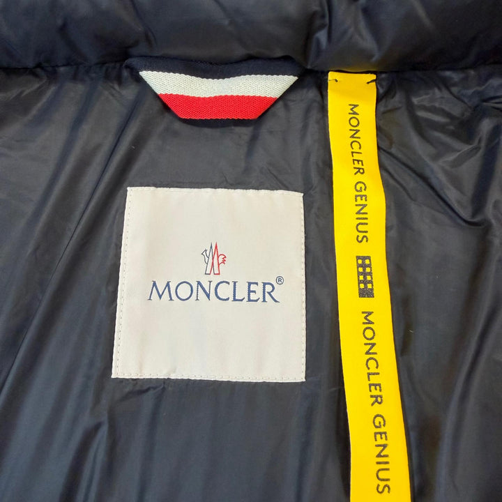 Great MONCLER GENIUS 2 Down jacket JOELE Tie-dye Pattern Large Logo Patch Navy 1