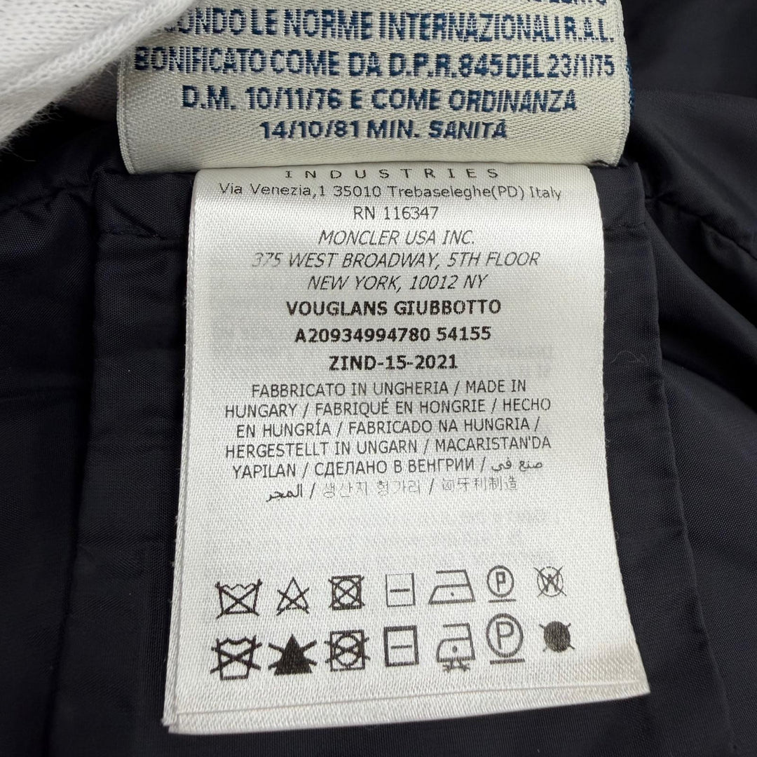 Great MONCLER down coat VOUGLANS Flared hem, switching design, ZIP UP Navy 2
