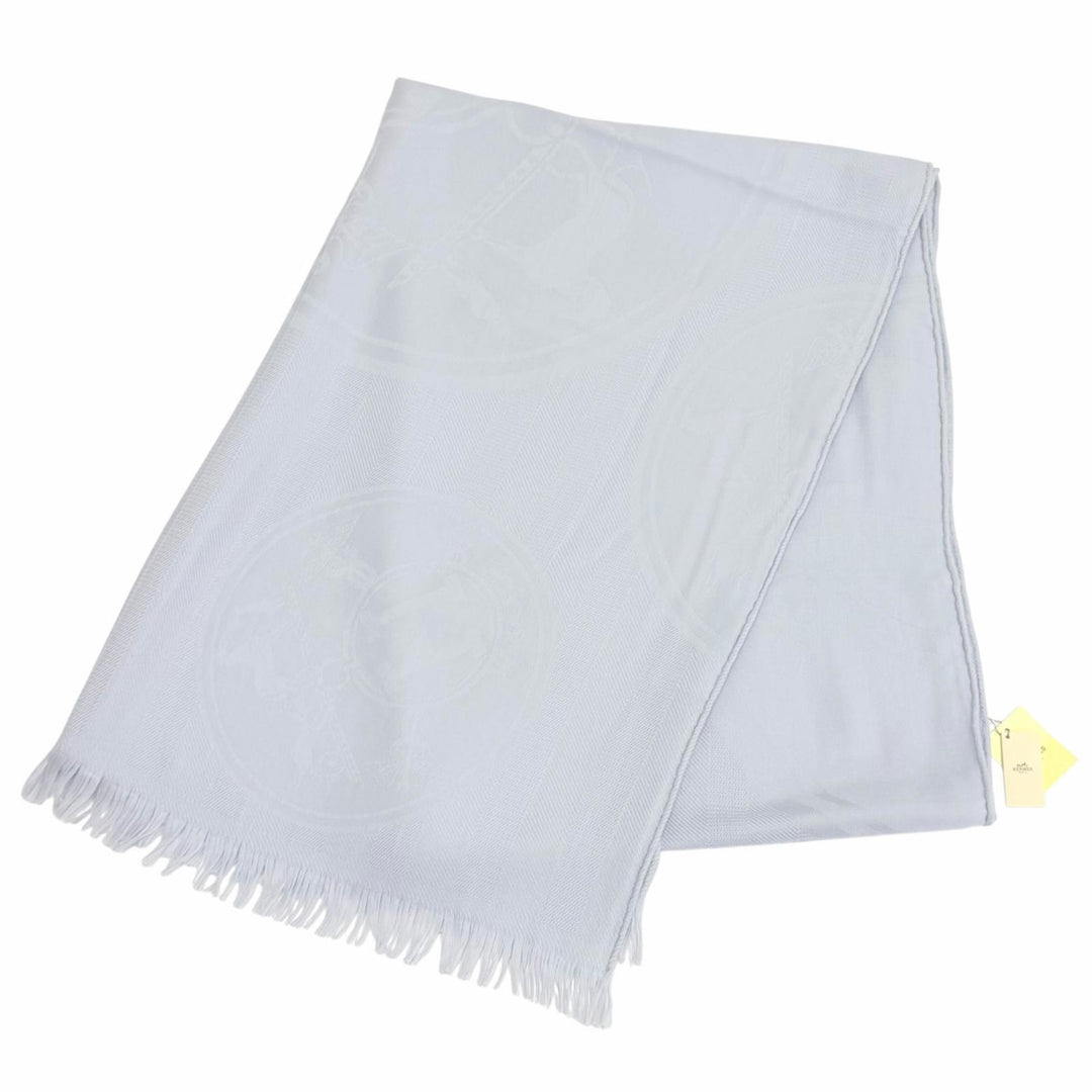 Pristine HERMES shawl New Libris Fringe large scarf muffler cashmere 262494S 57