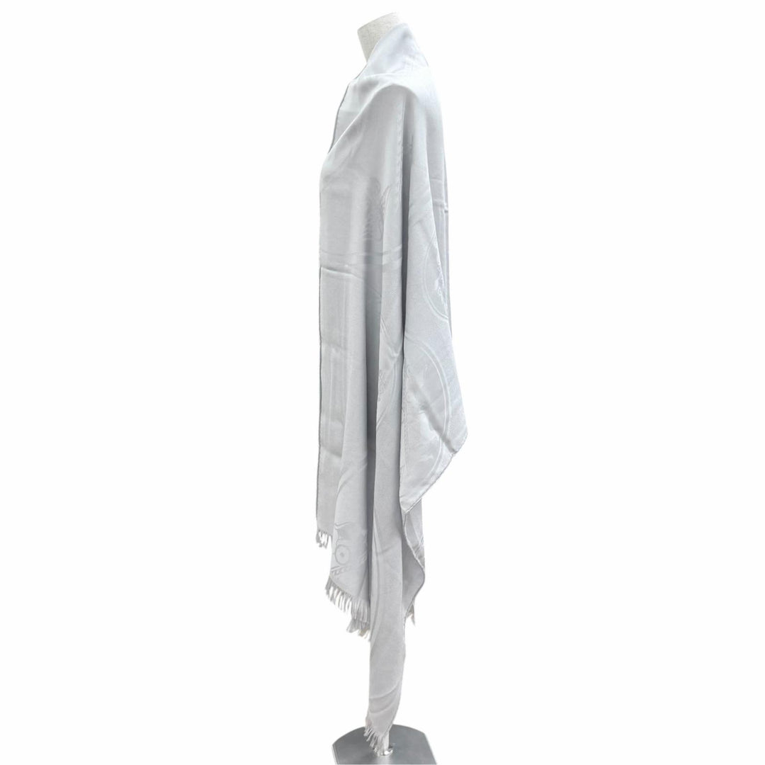 Pristine HERMES shawl New Libris Fringe large scarf muffler cashmere 262494S 57