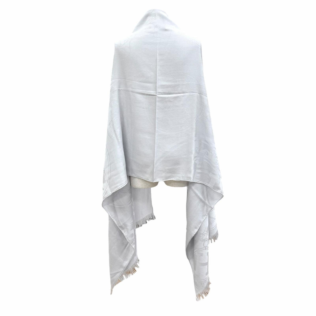 Pristine HERMES shawl New Libris Fringe large scarf muffler cashmere 262494S 57