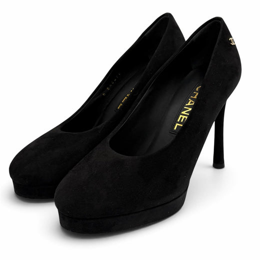 Pristine CHANEL pumps COCO Mark suede leather black Suede leather 37 23K G45288