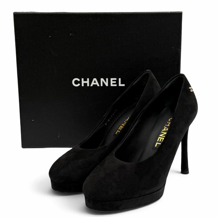 Pristine CHANEL pumps COCO Mark suede leather black Suede leather 37 23K G45288