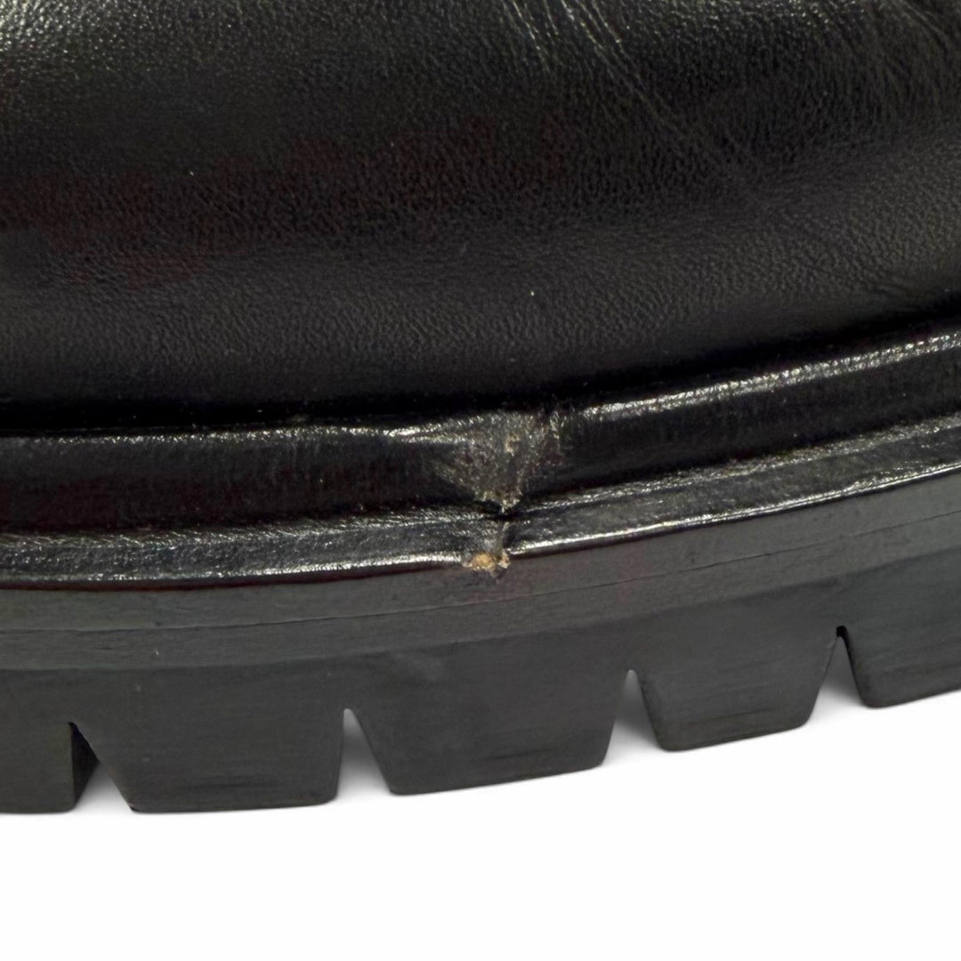 Great HERMES Leather shoes Monk strap U-tip black leather mens IT 42