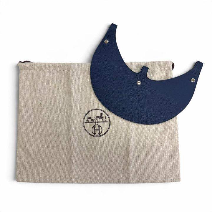 Discounted Great HERMES Petit Ash Sellier Button Reversible Leather Sun Visor blue leather
