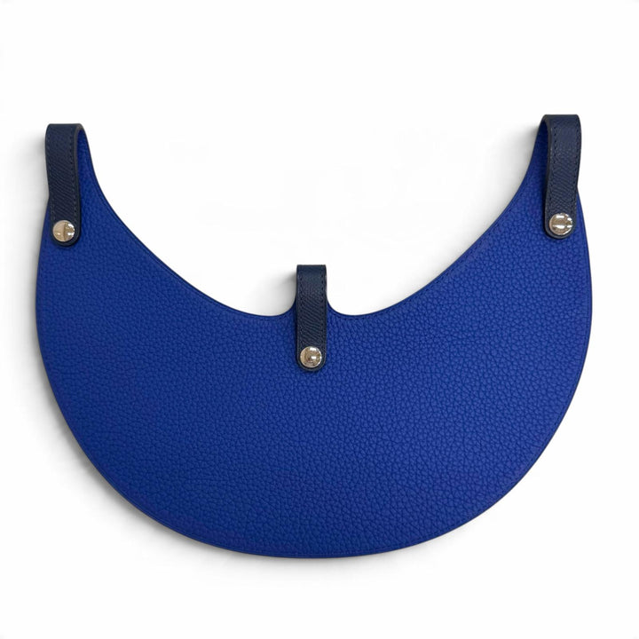 Discounted Great HERMES Petit Ash Sellier Button Reversible Leather Sun Visor blue leather
