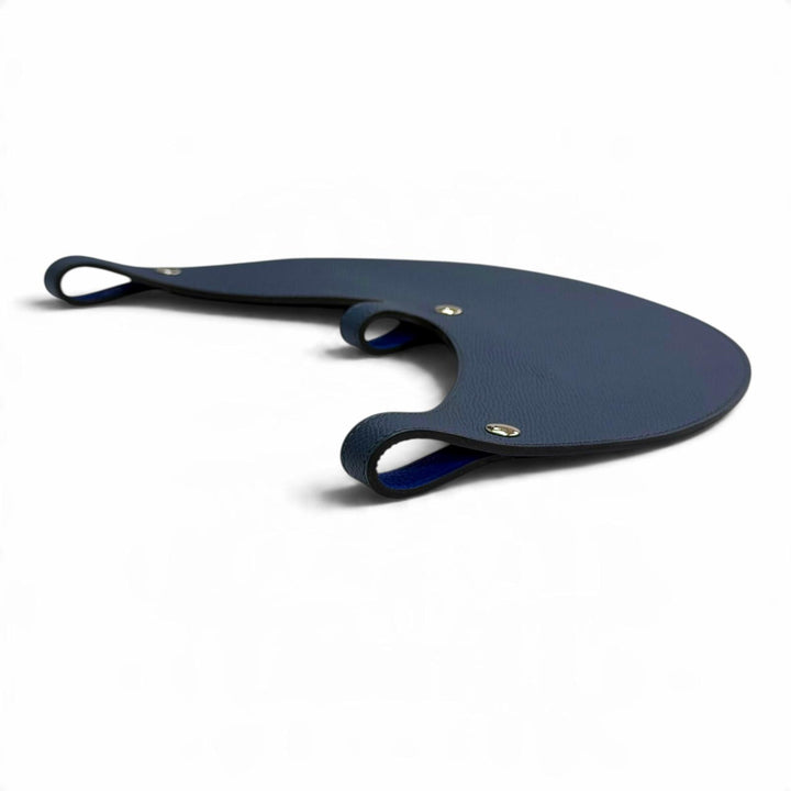 Discounted Great HERMES Petit Ash Sellier Button Reversible Leather Sun Visor blue leather