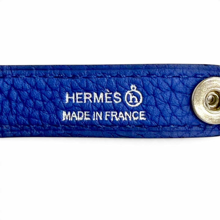 Discounted Great HERMES Petit Ash Sellier Button Reversible Leather Sun Visor blue leather