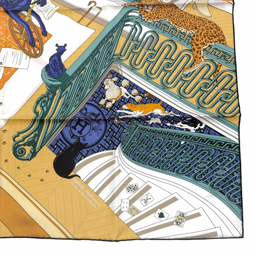 Pristine HERMES scarf MYSTERE AU 24 The Mystery of 24th Street, Carre 90 silk