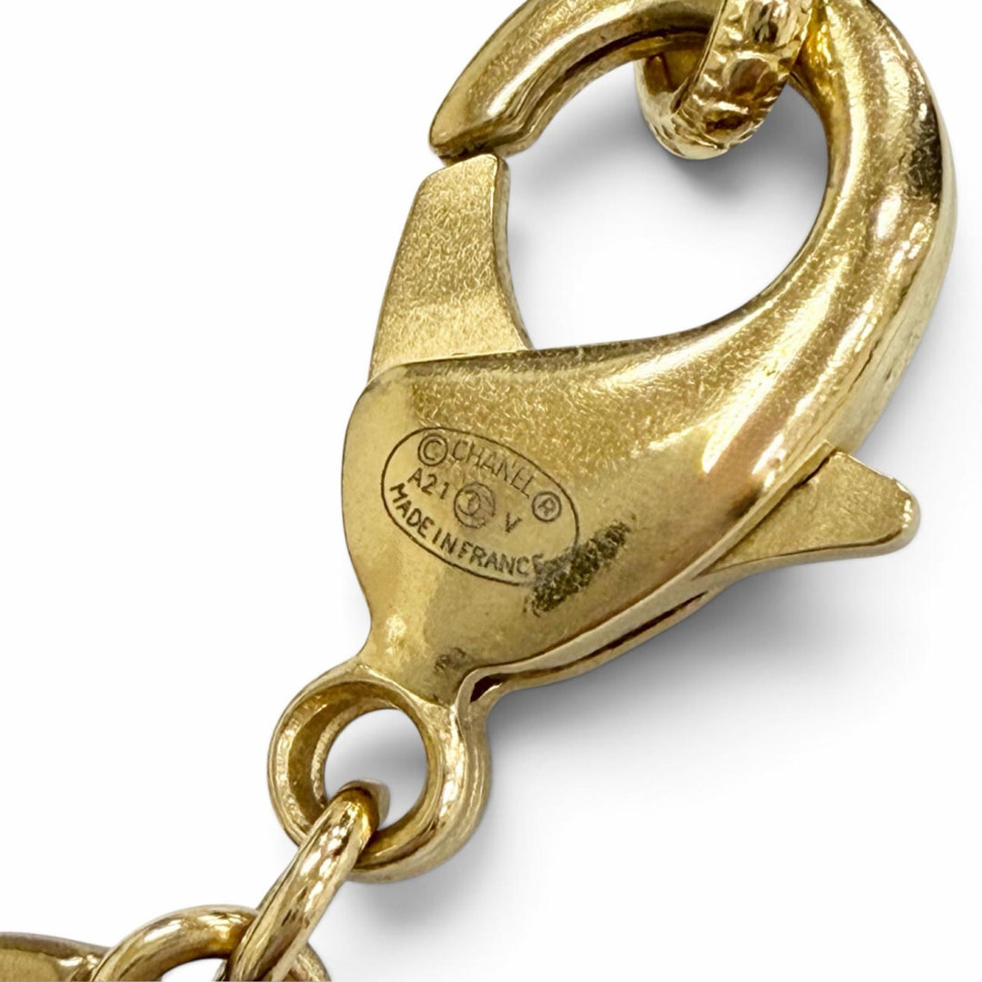 Excellent CHANEL Necklace COCO Mark Rhinestone Choker gold ー Women A21V