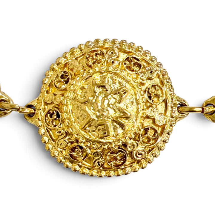 Excellent CHANEL COCO Mark Logo 31 RUE CAMBON Coin Motif Chain Belt gold