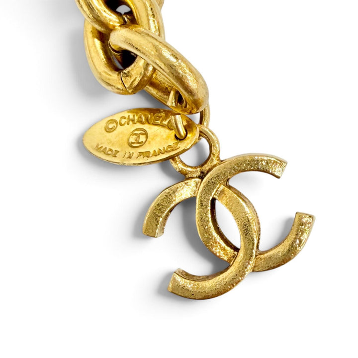 Excellent CHANEL COCO Mark Logo 31 RUE CAMBON Coin Motif Chain Belt gold