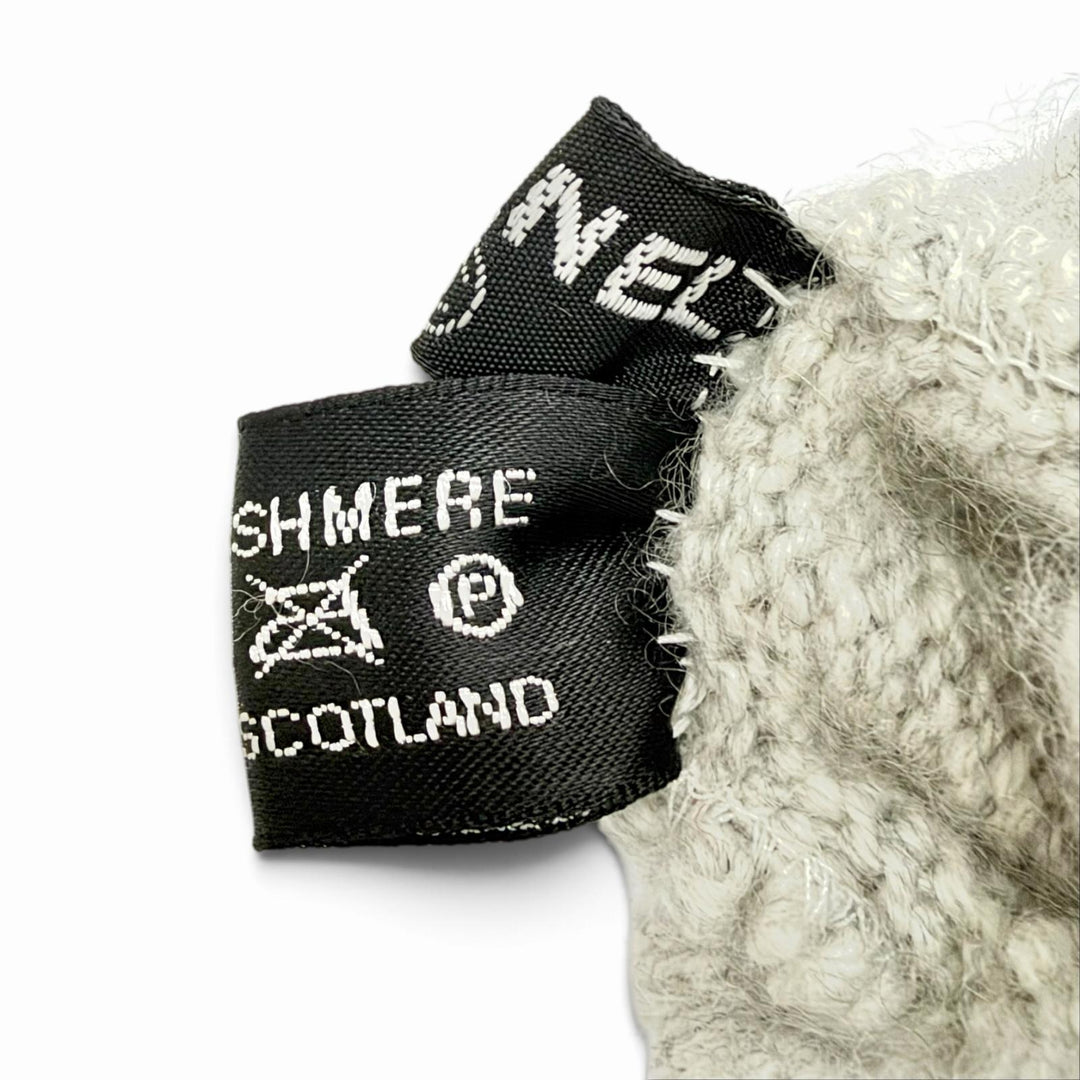 Excellent CHANEL gloves COCO Mark Knit Gloves gray cashmere Women