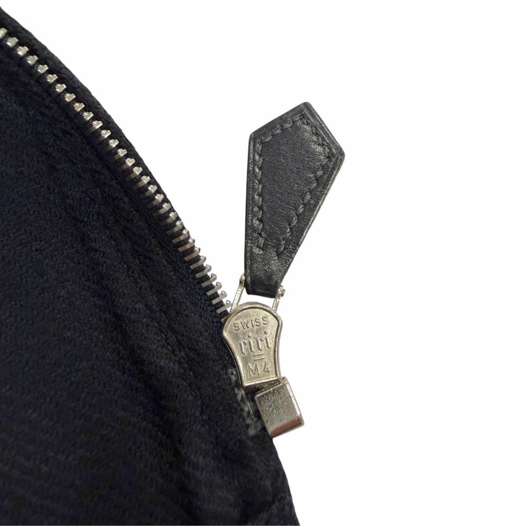 Great HERMES Jacket Sellier button leather zip-up shirt Dark navy wool mens 43