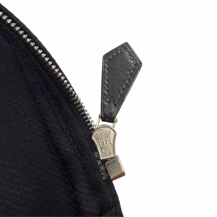 Great HERMES Jacket Sellier button leather zip-up shirt Dark navy wool mens 43