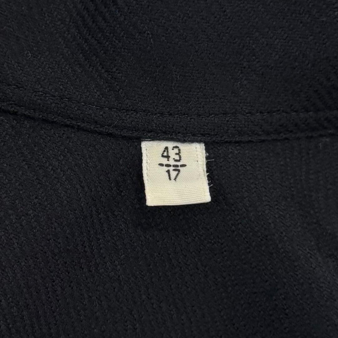 Great HERMES Jacket Sellier button leather zip-up shirt Dark navy wool mens 43