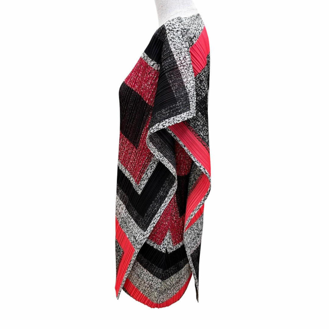 Excellent PLEATS PLEASE Tunic Union Block Check Red series Women 3 PP81-JT702