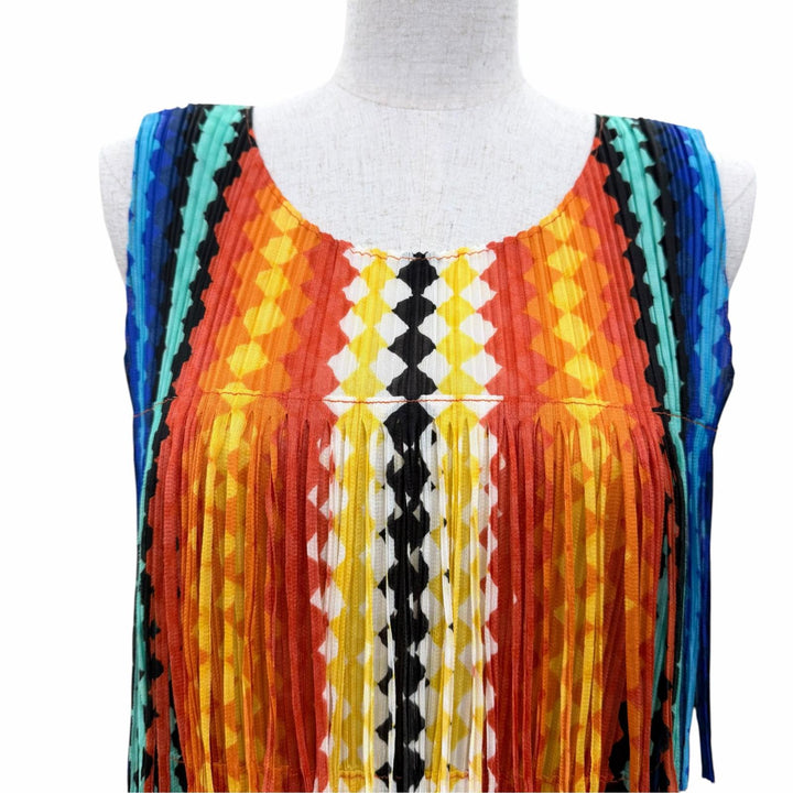 Excellent PLEATS PLEASE one piece Fringe and all-over pattern design multi 2