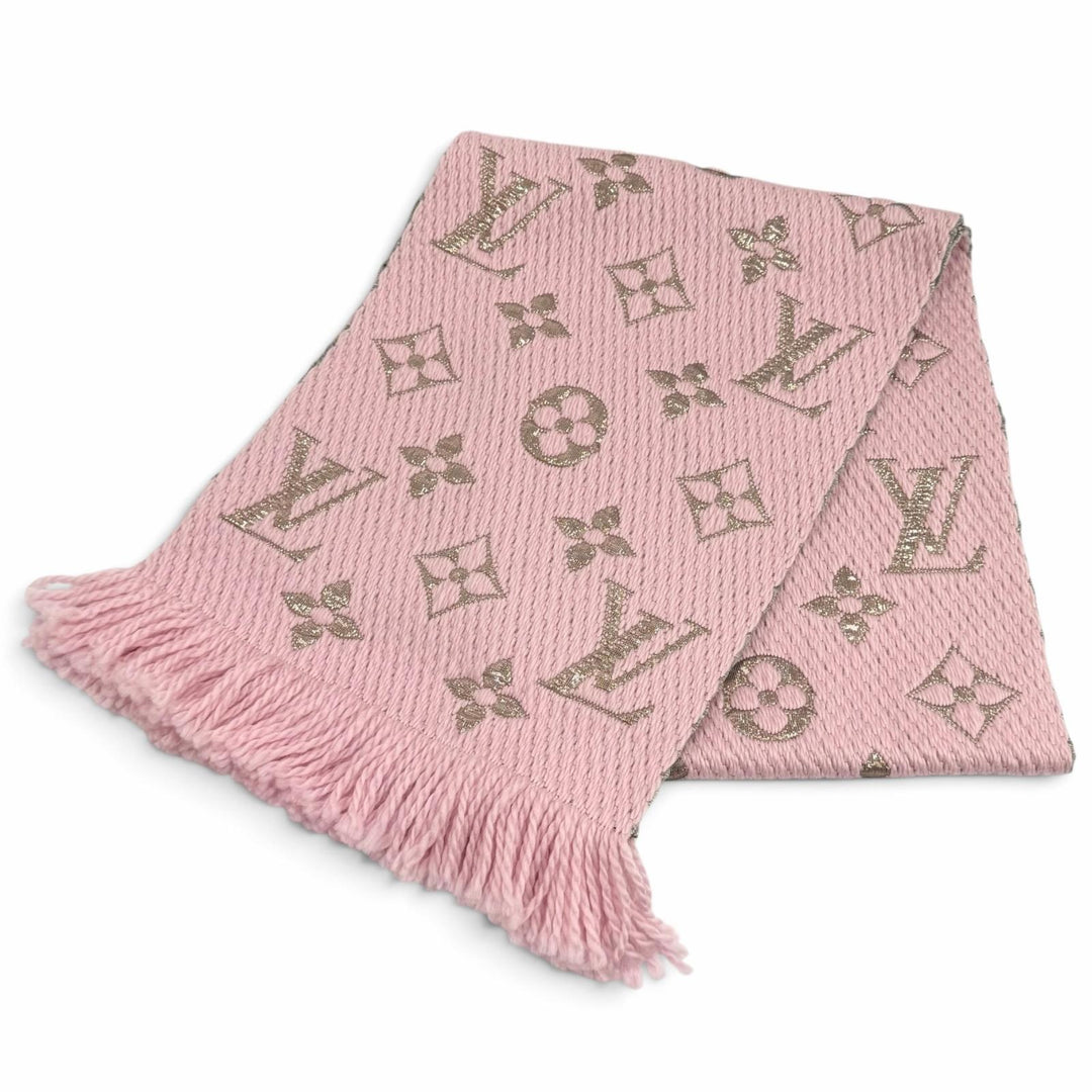 Excellent LOUIS VUITTON Scarf Escalp Logo Mania Shine fringe wool Women M70466
