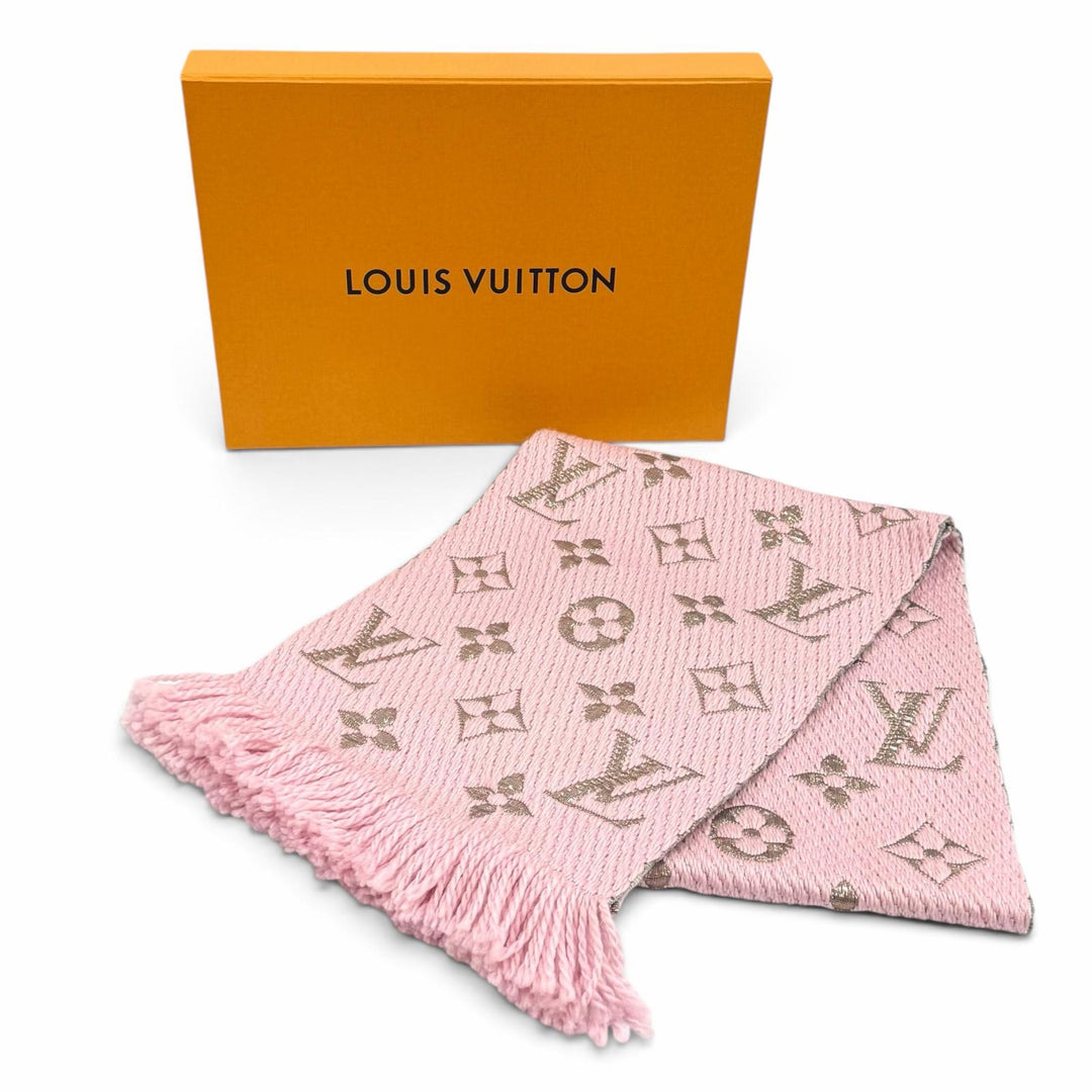 Excellent LOUIS VUITTON Scarf Escalp Logo Mania Shine fringe wool Women M70466