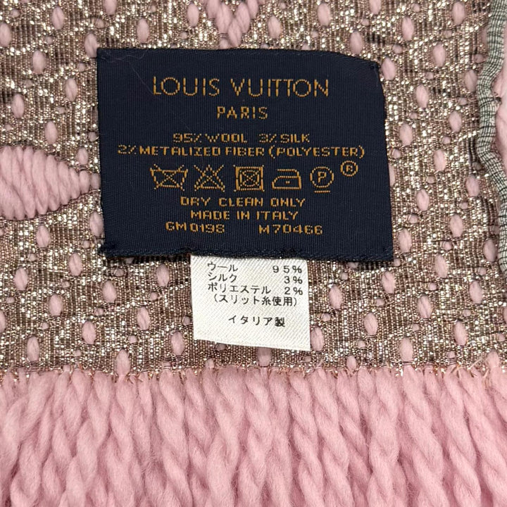 Excellent LOUIS VUITTON Scarf Escalp Logo Mania Shine fringe wool Women M70466