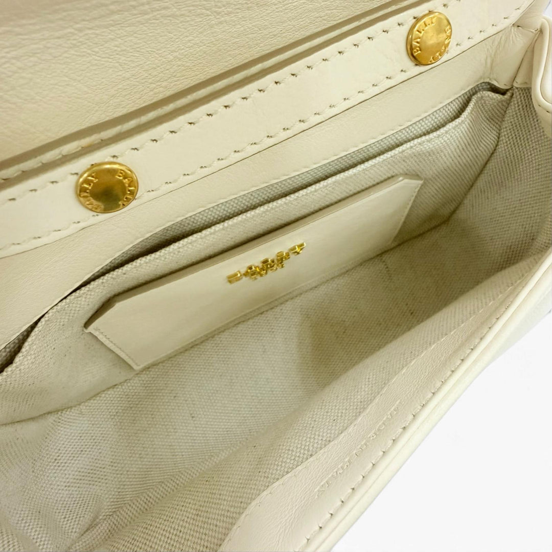 Excellent BALLY Shoulder Bag VIVA XS/03 Chain beige leather Women 6239066