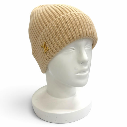 Excellent LOUIS VUITTON Knit cap Beanie LV Spark Knit hat beige cashmere M77881