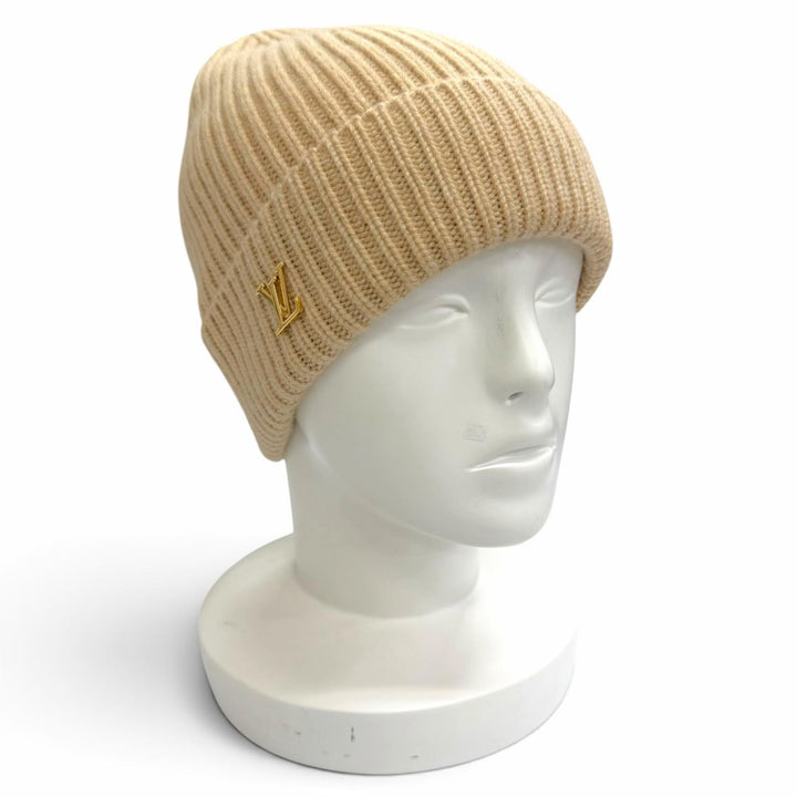 Excellent LOUIS VUITTON Knit cap Beanie LV Spark Knit hat beige cashmere M77881