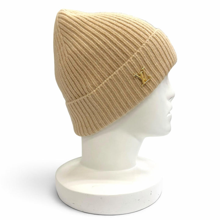 Excellent LOUIS VUITTON Knit cap Beanie LV Spark Knit hat beige cashmere M77881