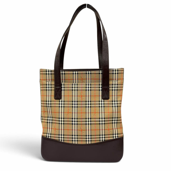 Excellent BURBERRY Tote Bag Logo embossed, Nova Check pattern, leather accents